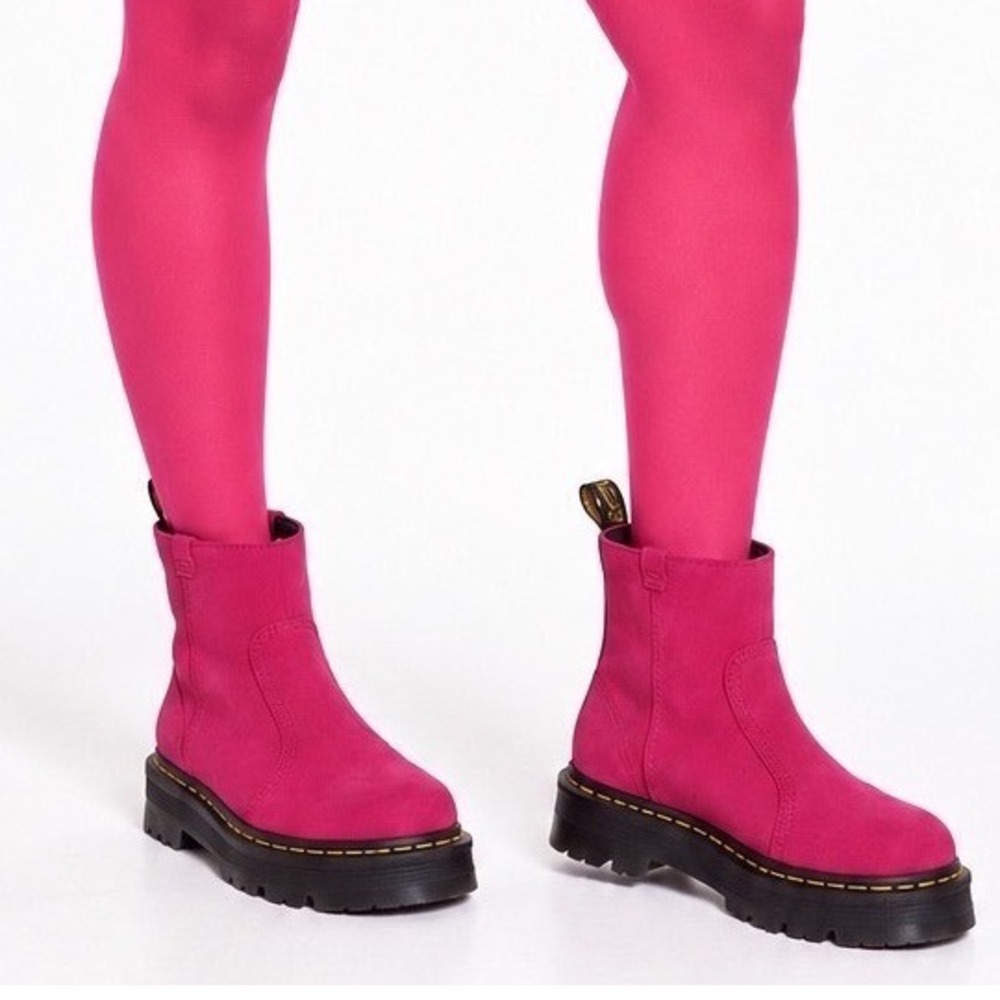 Dr. Martens Zebzag Rigger Pink Nubuck Leather Platform Pull On Boots 9 116-15